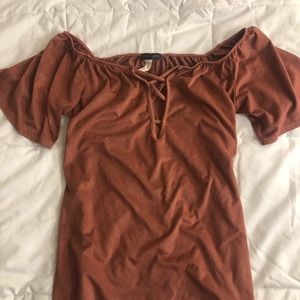 Coral pink off shoulder top